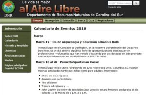 Spanish-language page from SCDNR website